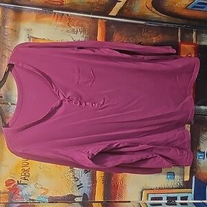💥4 for $25💥ROAMAN'S Scoop Neck cotton long sleeve purple T Shirt with buttons